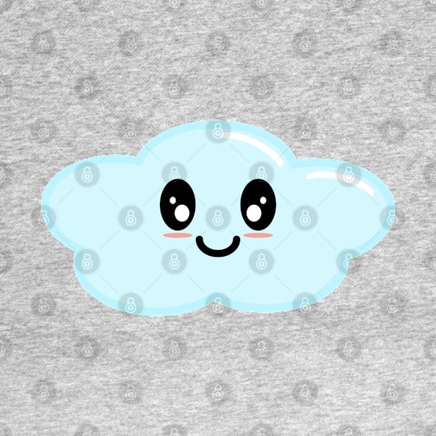 Kawaii Cute Cloud Character - Blue by Kelly Gigi
